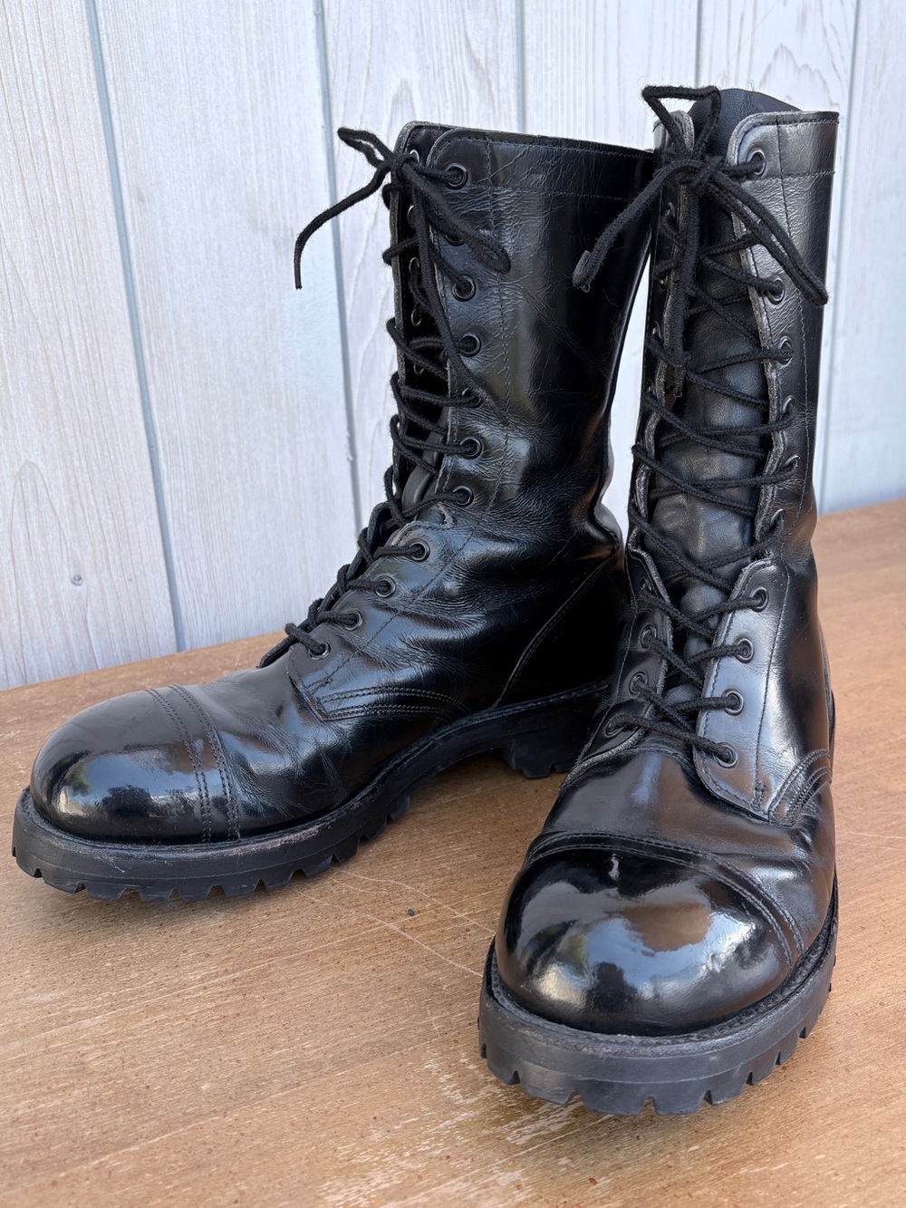 Black Lace-Up Combat Boots for Men